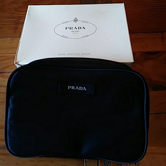 Prada Handbags - Blue Prada Textile/Makeup Pouch